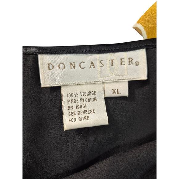 DONCASTER 100% Viscose Black Dress Tank Sparkle Line Design Satin Trim Sz XL - Picture 3 of 4